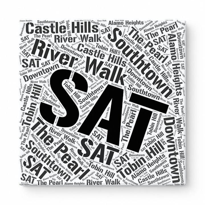 San Antonio Neighborhoods Word Art — Black