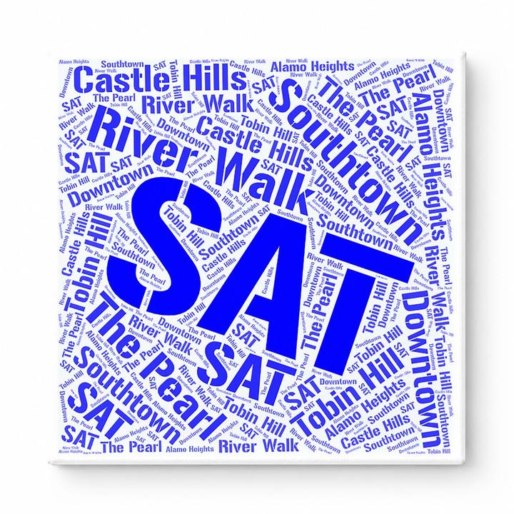 San Antonio Neighborhoods Word Art — Blue