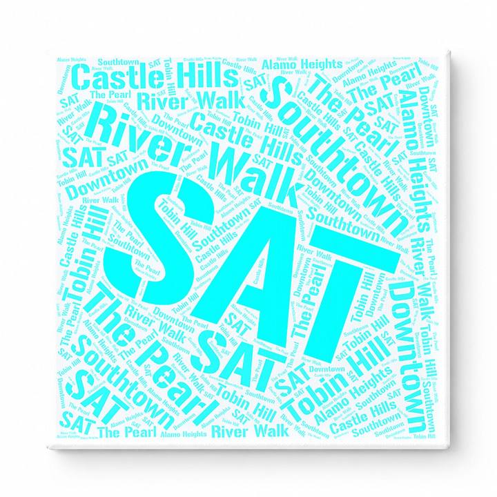 San Antonio Neighborhoods Word Art — Cyan