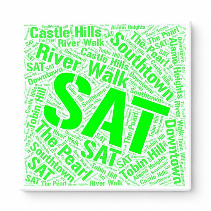 San Antonio Neighborhoods Word Art — Green