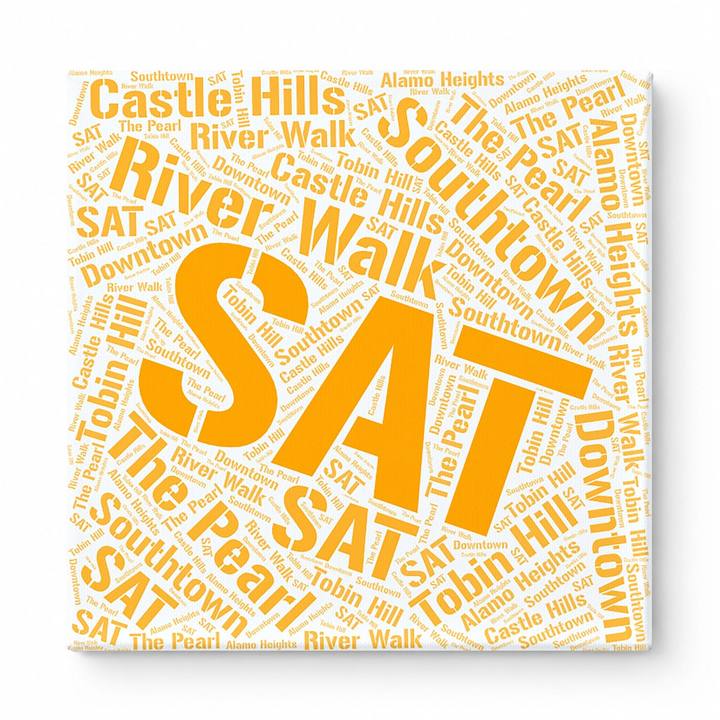 San Antonio Neighborhoods Word Art — Orange