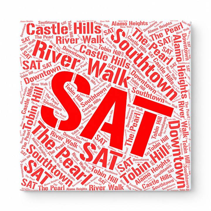 San Antonio Neighborhoods Word Art — Red
