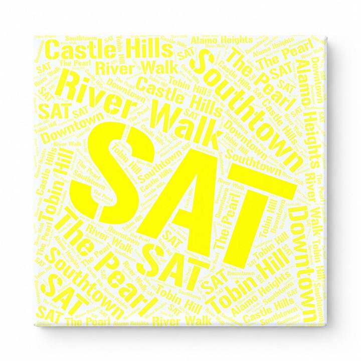 San Antonio Neighborhoods Word Art — Yellow