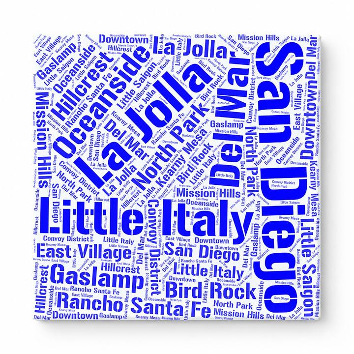 San Diego Neighborhoods Word Art — Blue