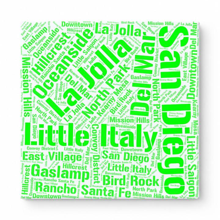 San Diego Neighborhoods Word Art — Green