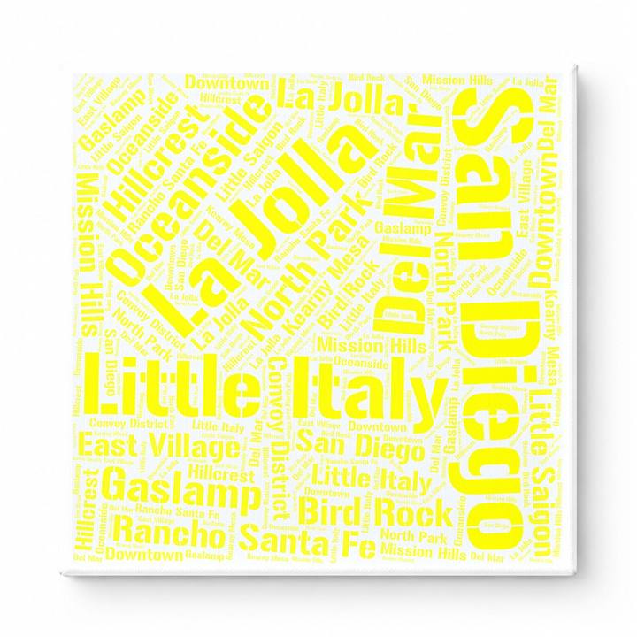San Diego Neighborhoods Word Art — Yellow