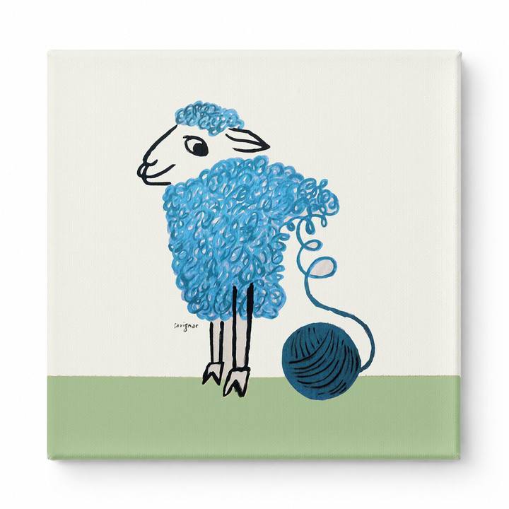 Blue Sheep with Yarn Ball
