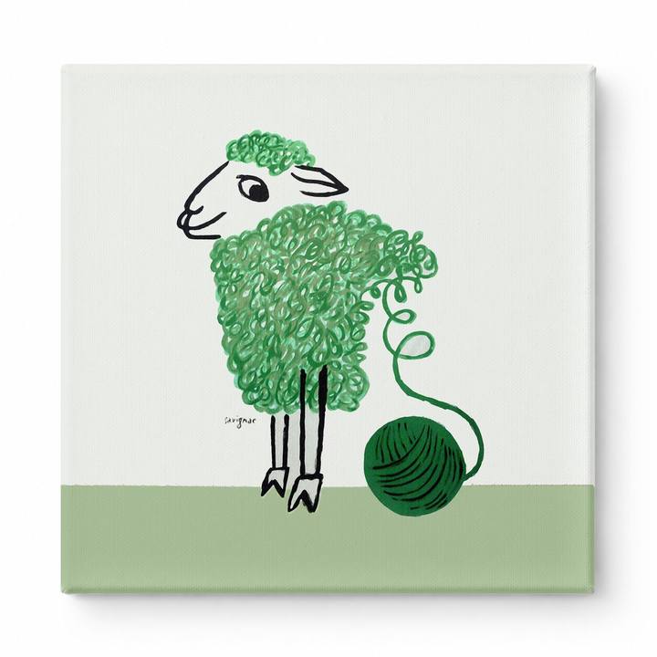 Green Sheep with Yarn Ball