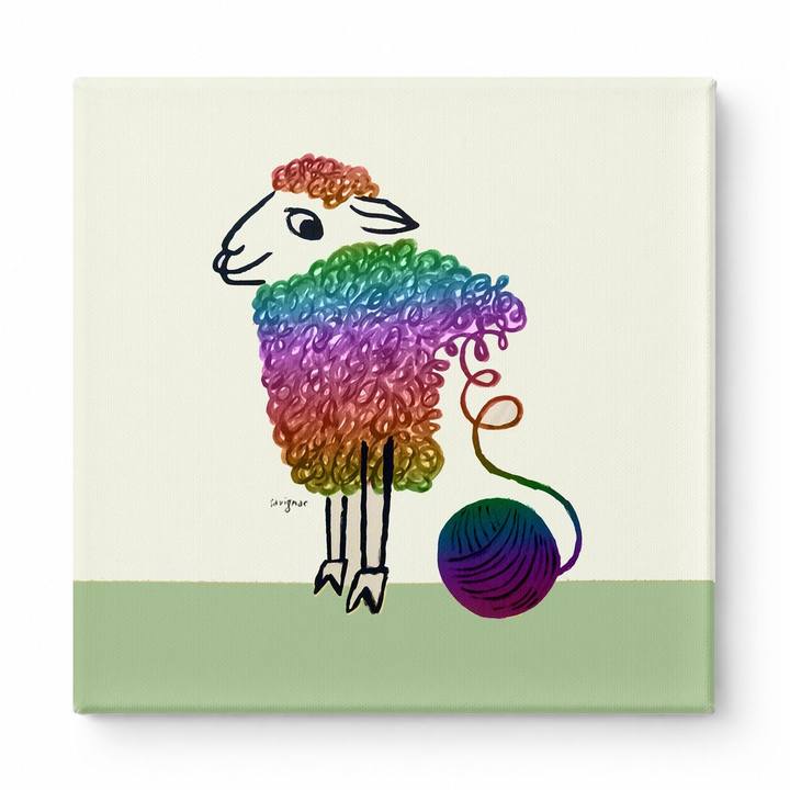 Rainbow Sheep with Yarn Ball