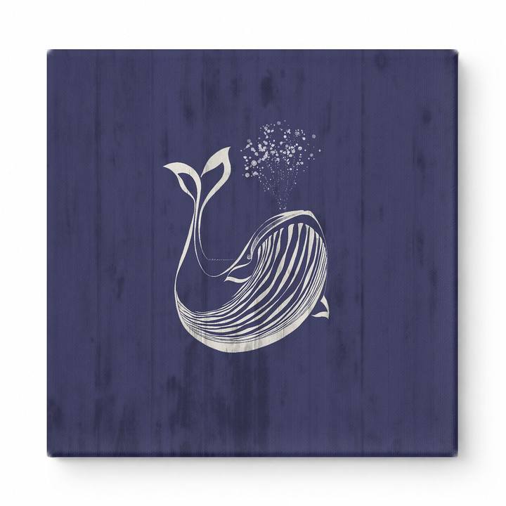 White Whale on Navy Wood