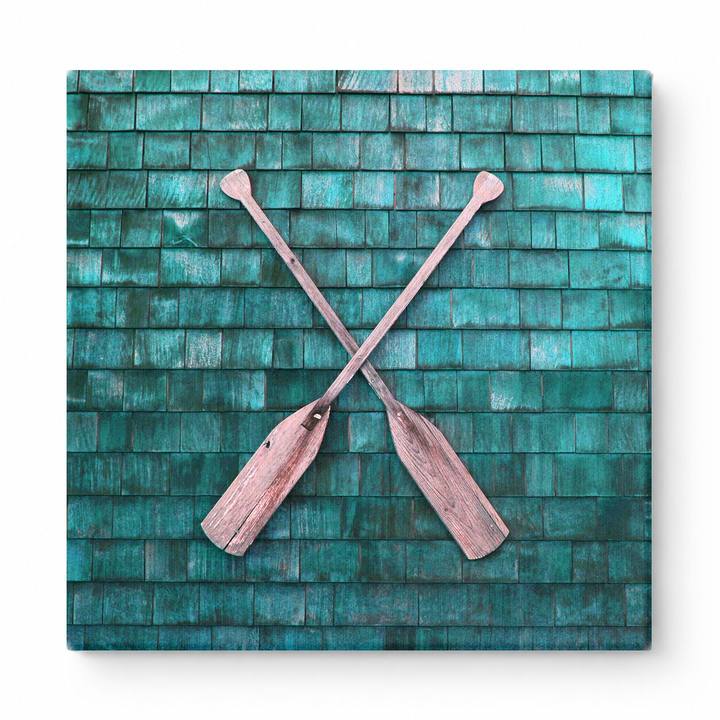 Crossed Oars on Teal Shingles