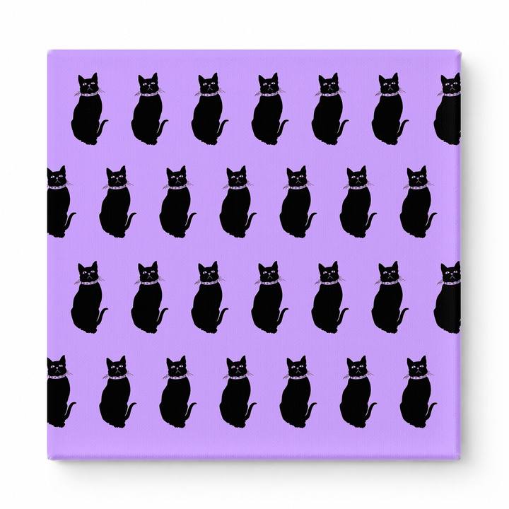 Black Cats on Purple Pattern