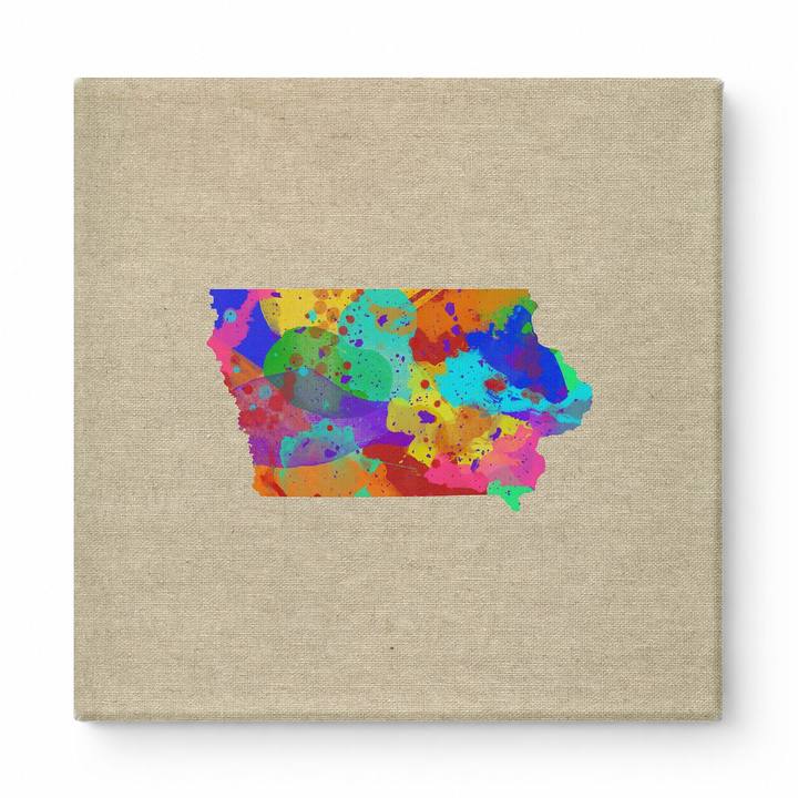 Iowa State Map Watercolor Splash