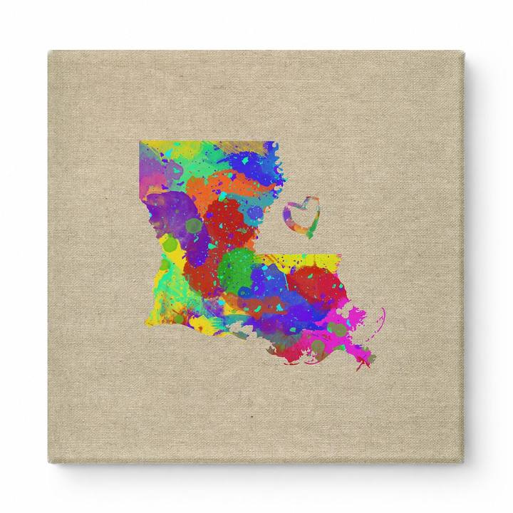 Louisiana State Map Watercolor