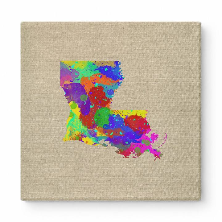 Louisiana State Map Watercolor