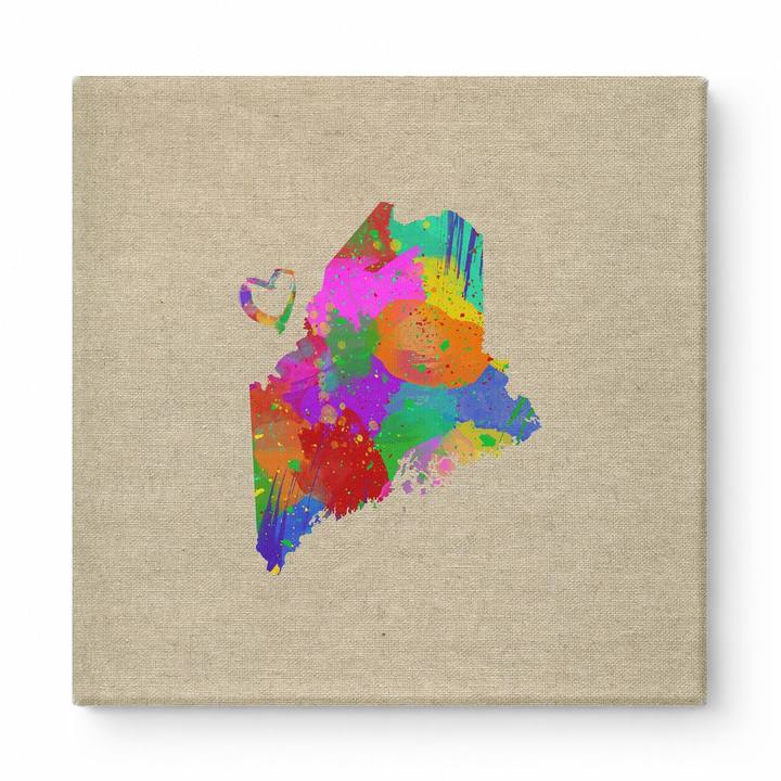 Maine State Map Colorful Splatter