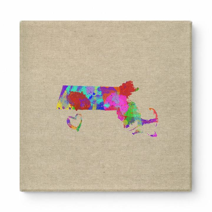 Massachusetts State Map Watercolor