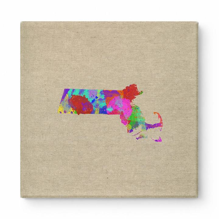 Massachusetts State Map Watercolor