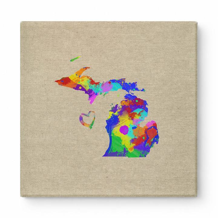 Michigan State Watercolor Map