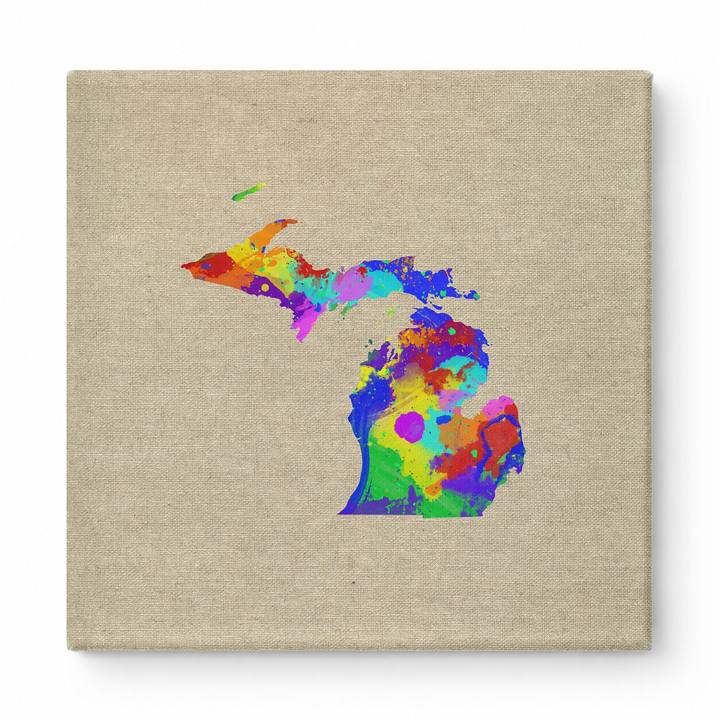 Michigan State Map Watercolor