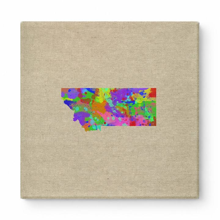 Montana State Map Colorful Splatter
