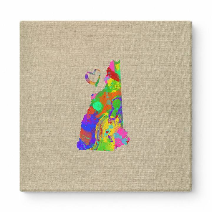 New Hampshire State Watercolor Map with Heart