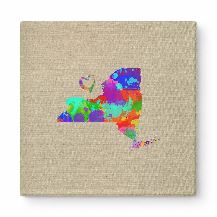 New York State Watercolor Heart Map