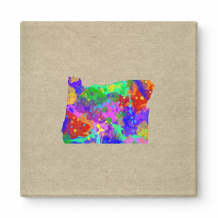 Oregon State Map Colorful Splatter