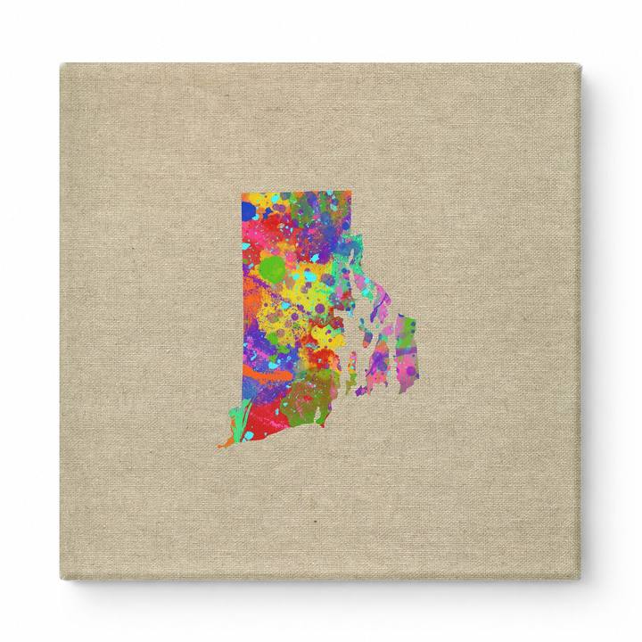 Rhode Island State Map Watercolor Splash