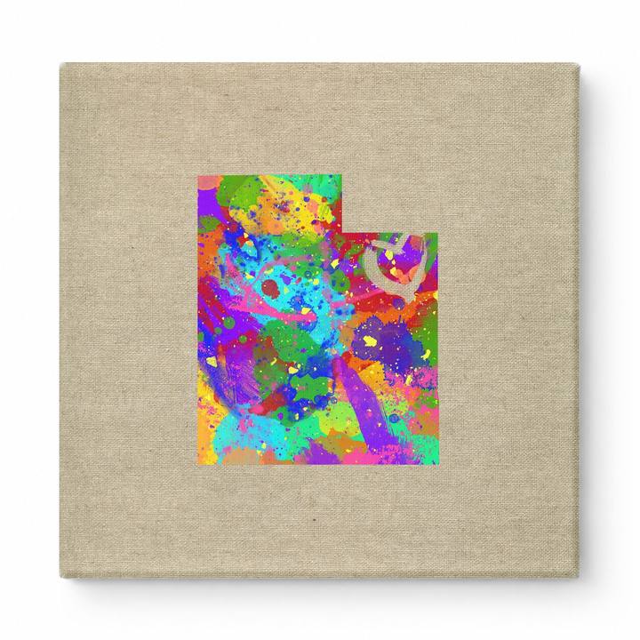 Utah State Map Colorful Splatter