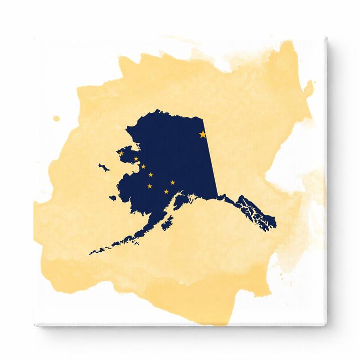 Alaska State Map Watercolor
