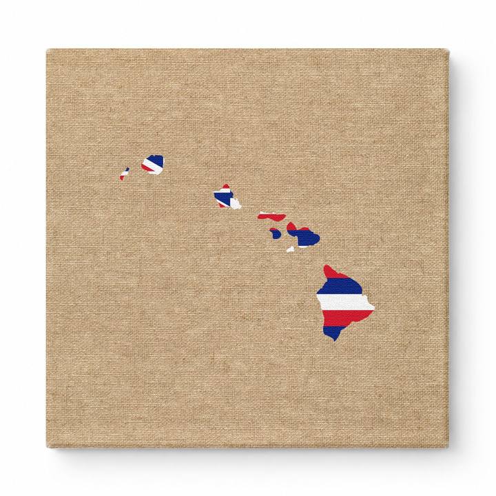 Hawaii State Map with Flag