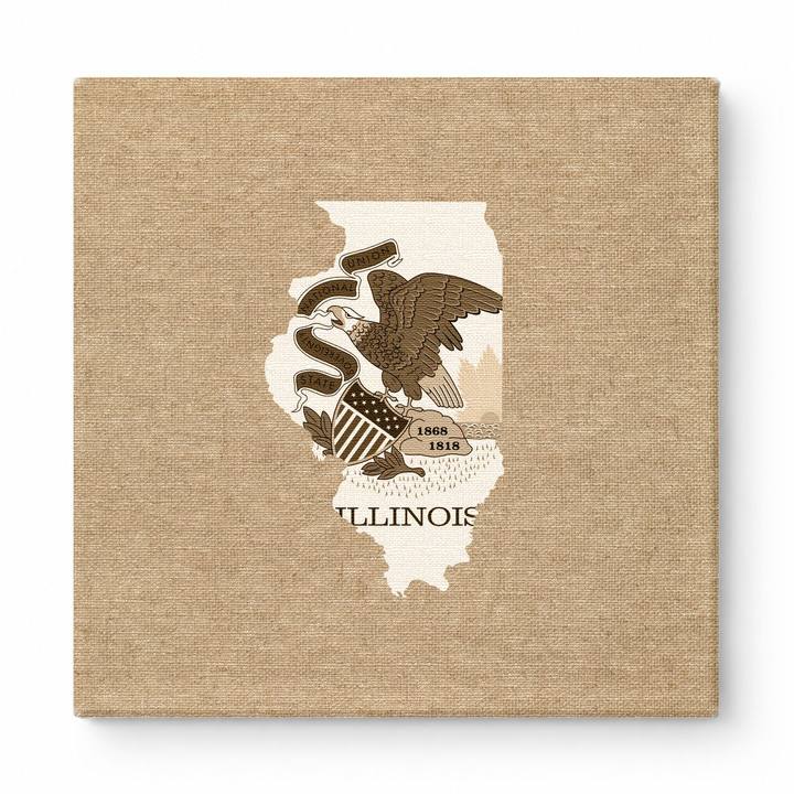 Illinois State Map with Seal