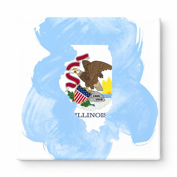 Illinois State Map Watercolor