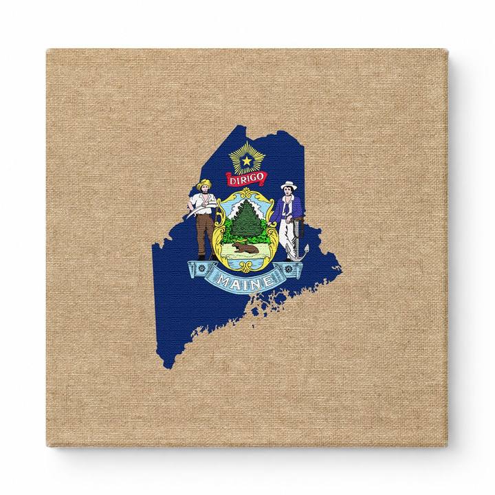 Maine State Map Flag