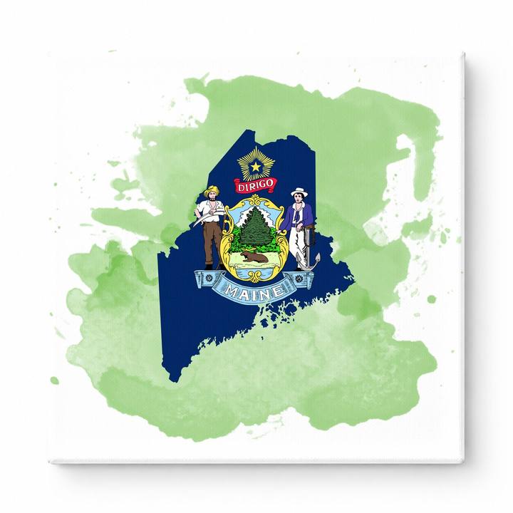 Maine State Map Watercolor