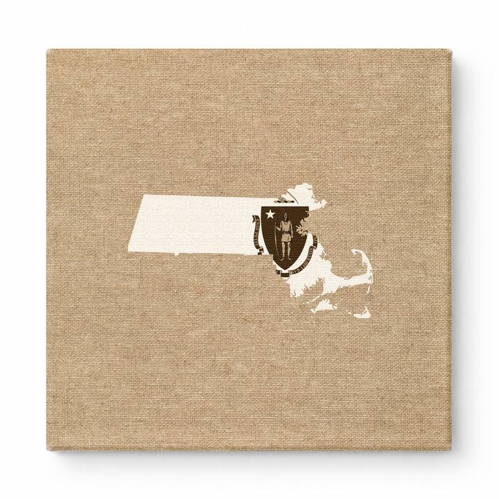Massachusetts State Map with Flag
