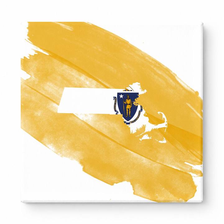 Massachusetts State Map and Flag
