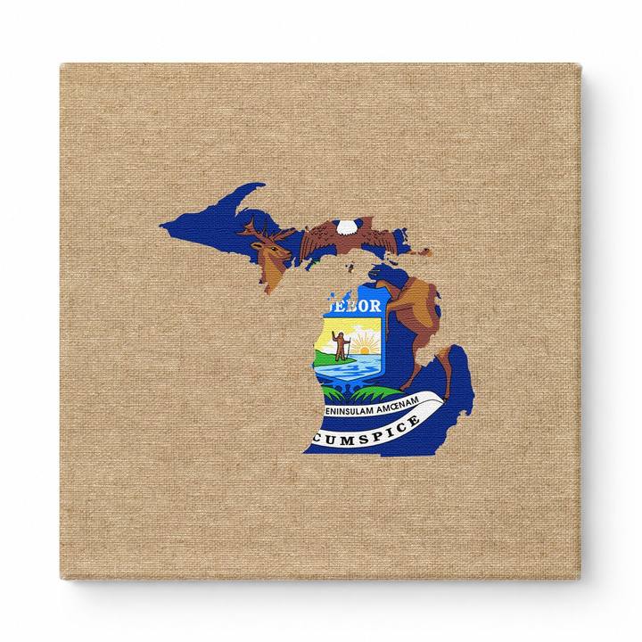 Michigan State Map Flag