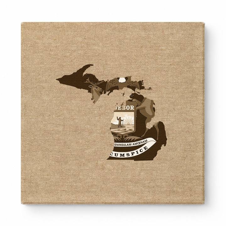 Michigan State Map with Seal
