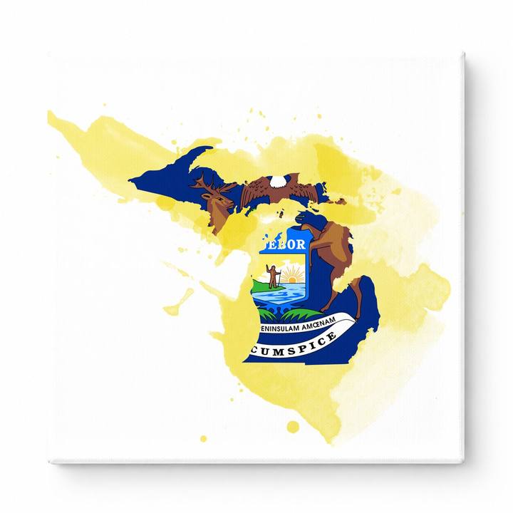 Michigan State Map Watercolor