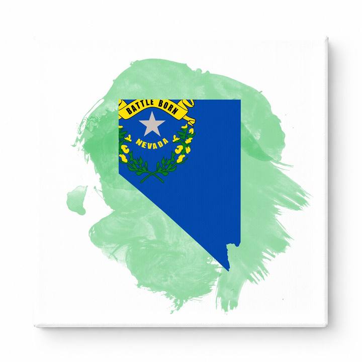 Nevada State Map with Flag