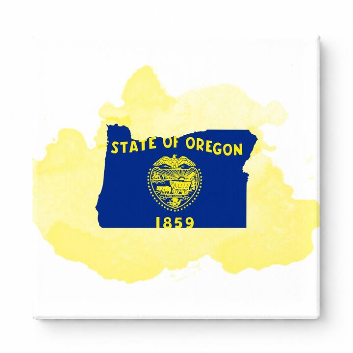 Oregon State Map with Flag