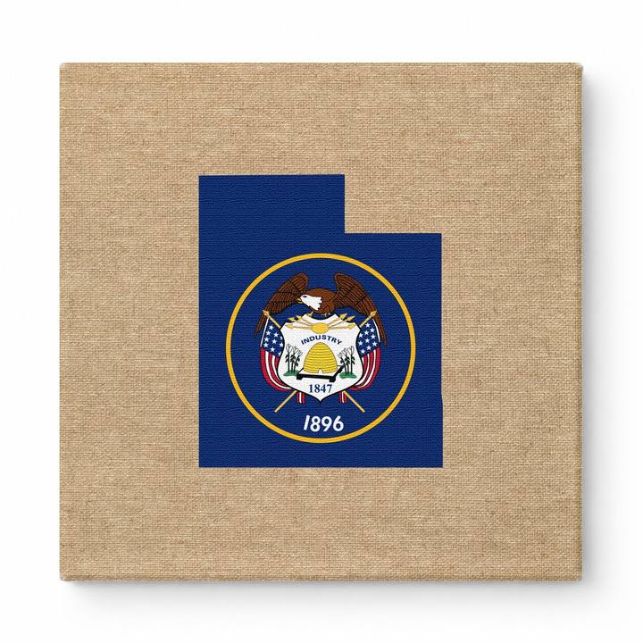 Utah State Map with Flag Seal