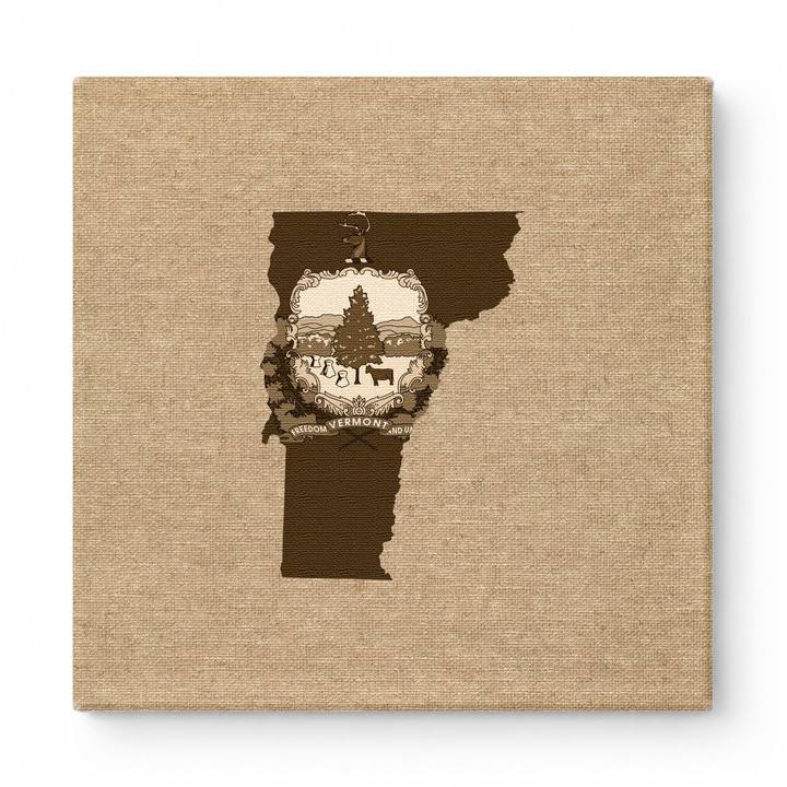 Vermont State Map with Seal