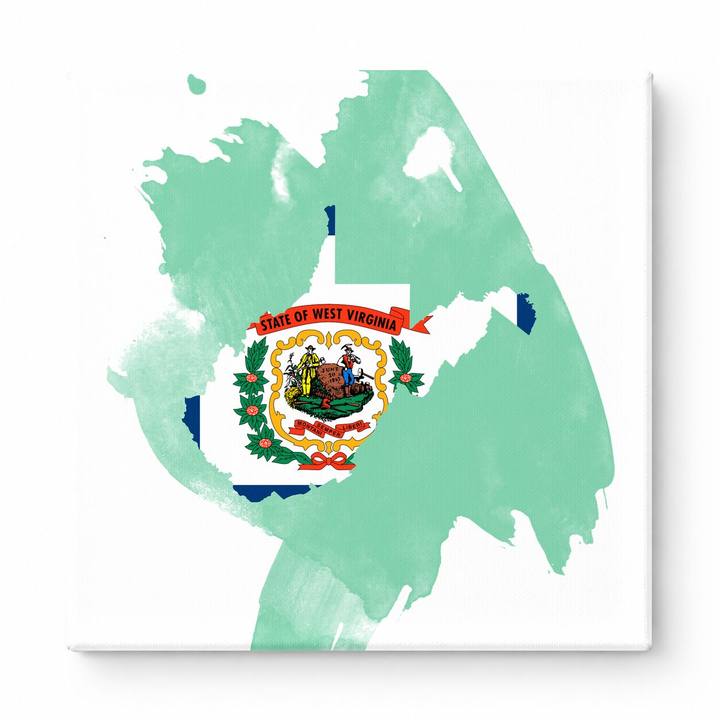 West Virginia State Map with Flag