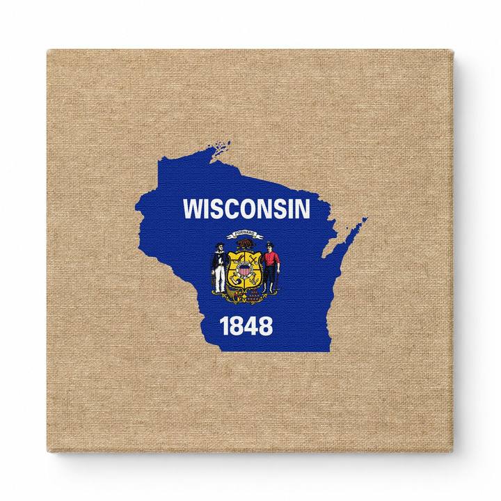 Wisconsin State Map Flag