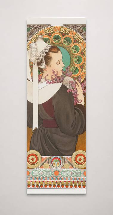 Breton Woman with Lilacs - Art Nouveau Vintage Poster Canvas Wall Art