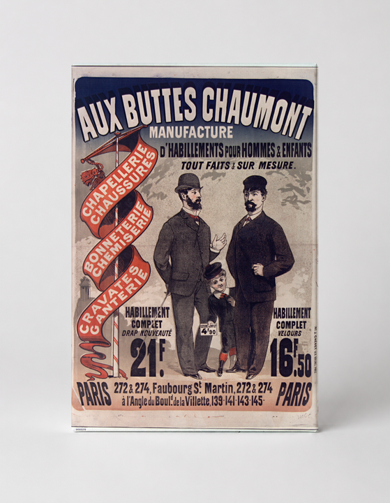 Aux Buttes Chaumont 1890s French Menswear Vintage Poster Wall Art