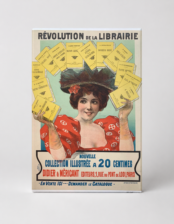 Révolution de la Librairie 1900s - Belle Époque French Bookshop Vintage Poster Wall Art